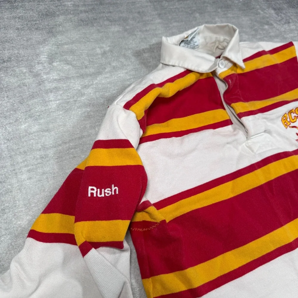 Barbarian Rugby Shirt Mens Small Red Striped Vintage 90s RCSS Field Hockey Polo - Picture 4 of 11